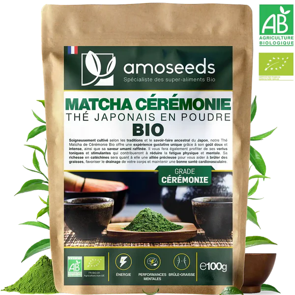 Thé matcha cérémonie 100g amoseeds