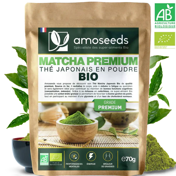 Thé matcha premium 70g amoseeds