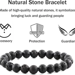 Bracelet pierre de lave homme – Image 3