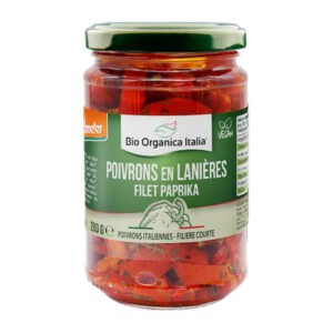 BIO ORGANICA POIVRONS ROUGES EN LANIERES A L'HUILE DEMETER 280G